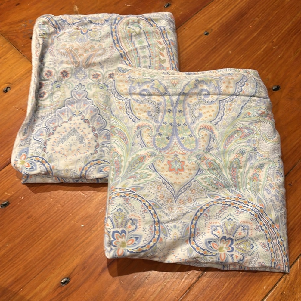 Set/2 NICOLE MILLER Home *King* Pillowcase Covers 100% Cotton Printed Blue